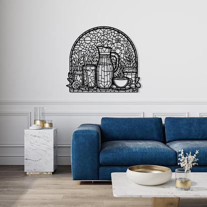 Stained Glass Style Coffee Bar Metal Wall Art bedroom interior styling