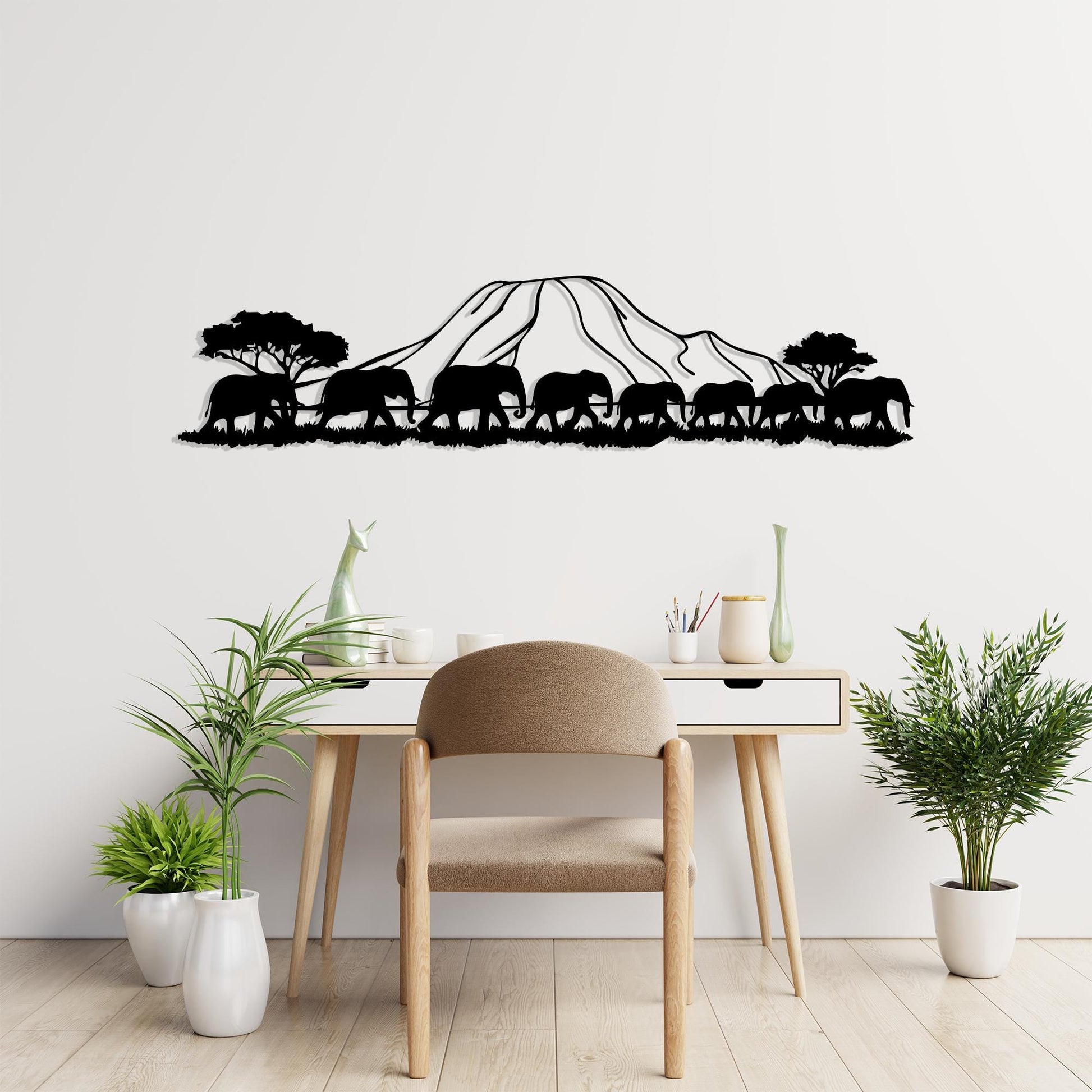 Elephant & Kilimanjaro Metal Wall Art – Safari Nursery Decor | Wallsignature