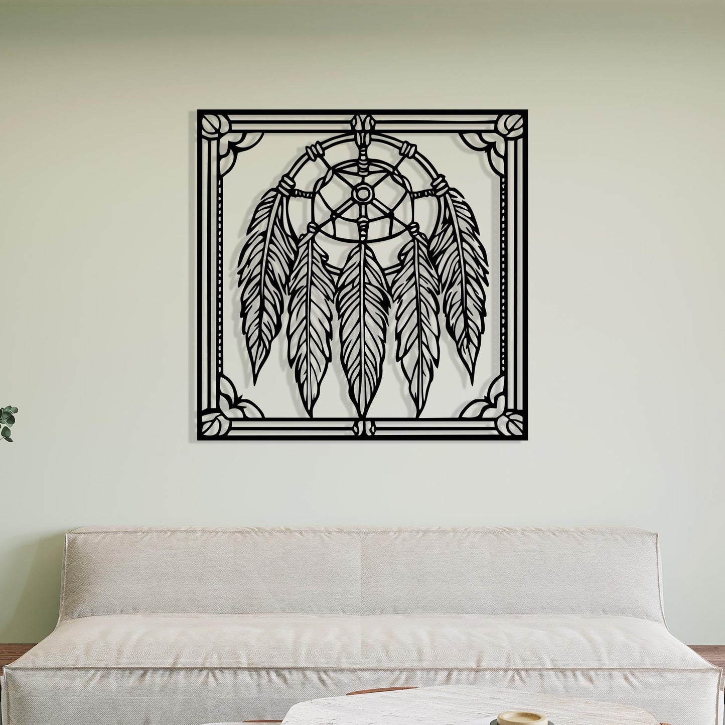 Dreamcatcher Metal Wall Art, Boho Feather Decor, Spiritual Housewarming Gift, Large Bedroom Hanging | Wallsignature