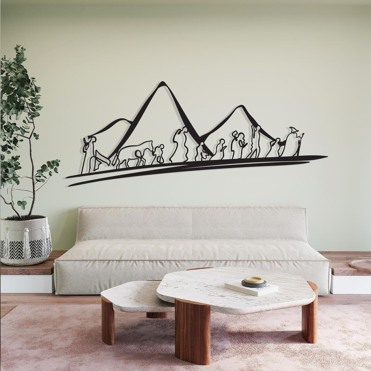Fellowship of the Journey Metal Wall Art styled above a sofa
