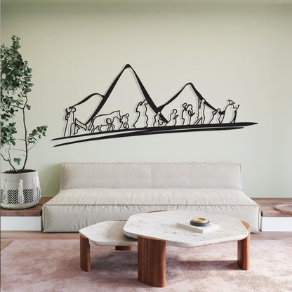 The Long Journey Metal Wall Art styled above a sofa