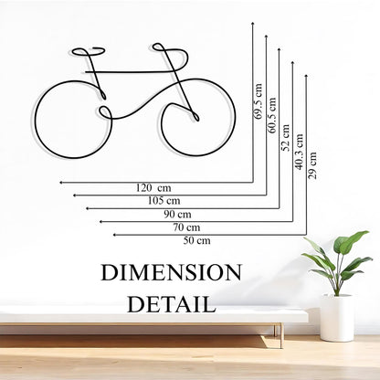 One Line Bicycle Metal Wall Art styled above a sofa