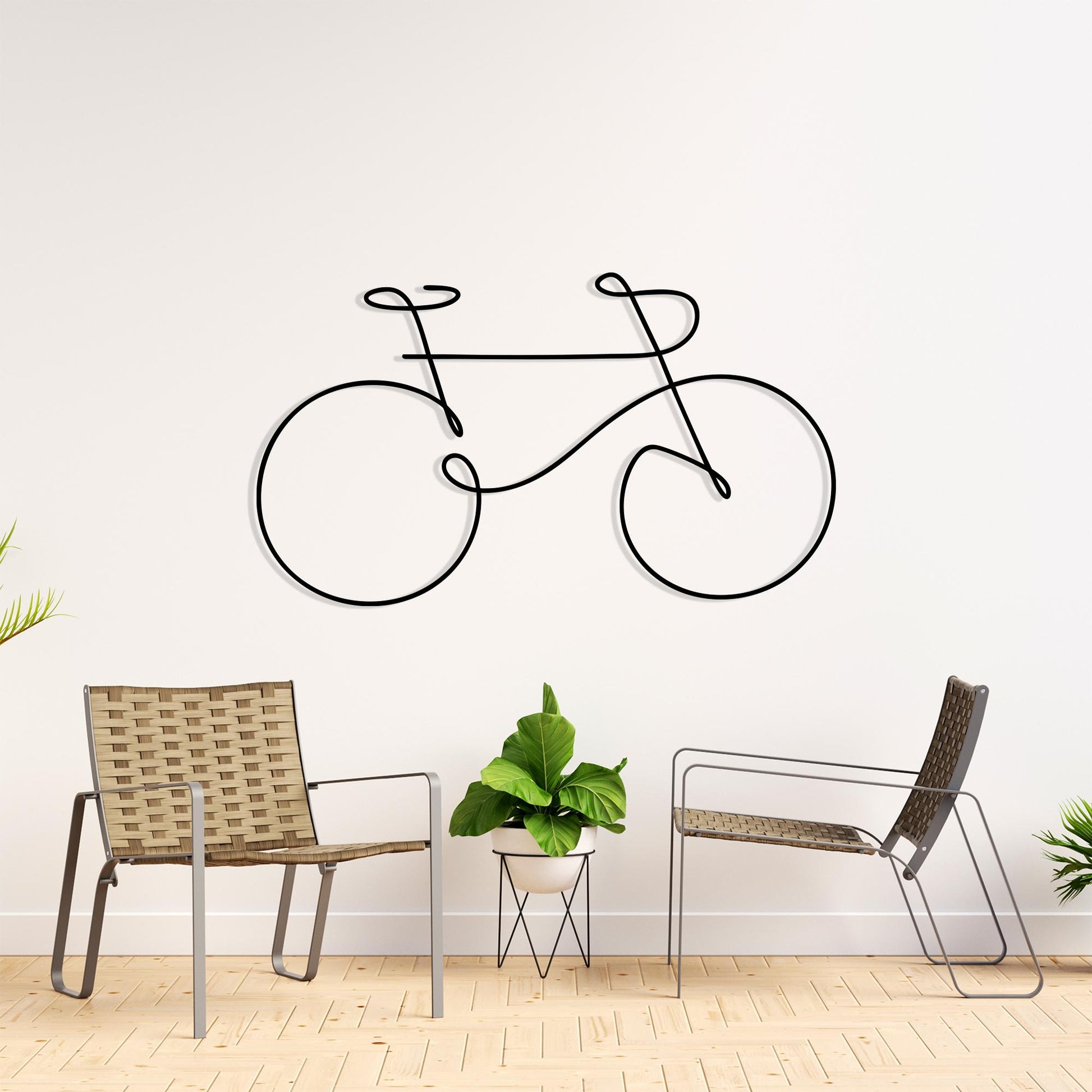 One Line Bicycle Metal Wall Art bedroom interior styling