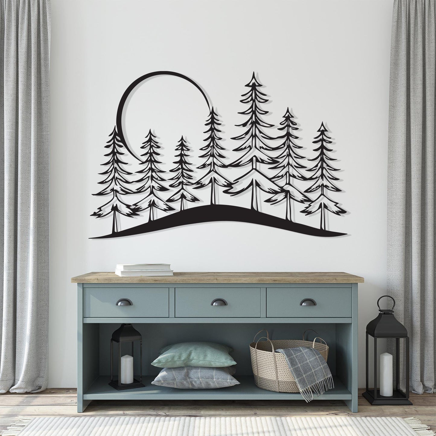 Pine Tree Forest Metal Wall Art colour options for the metal panel