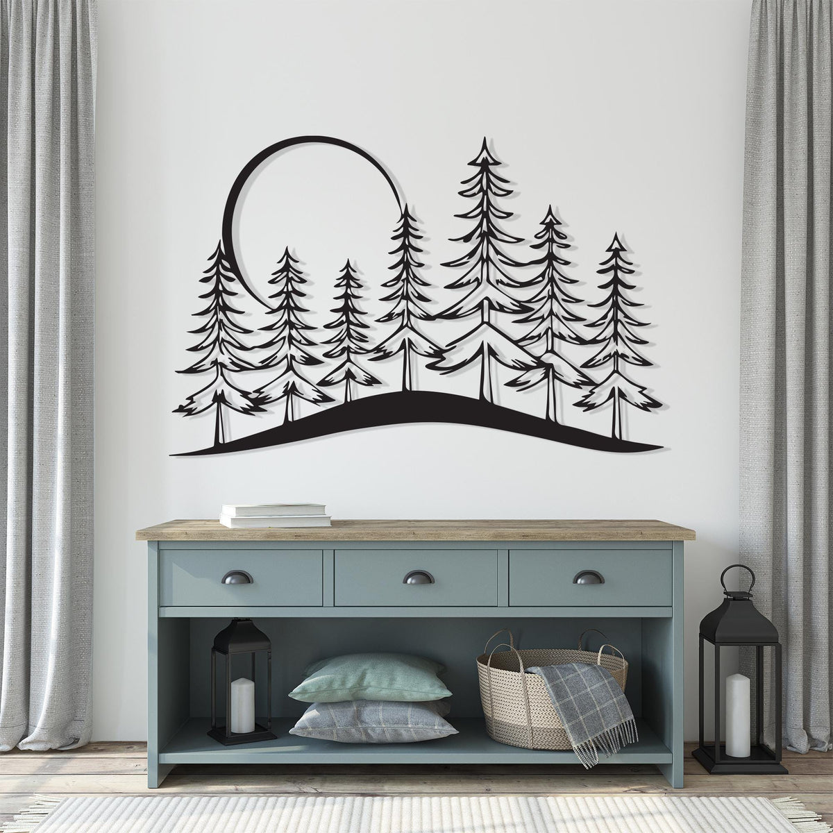 Pine Tree Forest Metal Wall Art colour options for the metal panel