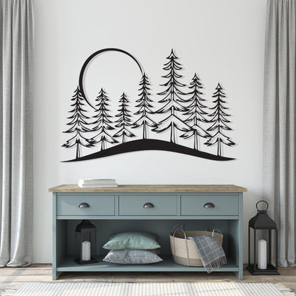 Pine Tree Forest Metal Wall Art colour options for the metal panel