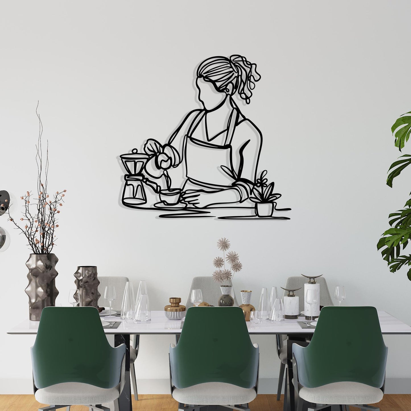 Barista Line Art Metal Wall Decor colour options for the metal panel