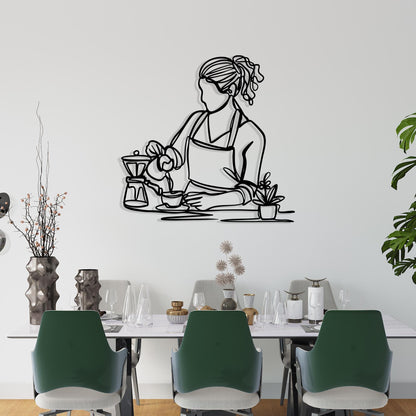 Barista Line Art Metal Wall Decor colour options for the metal panel