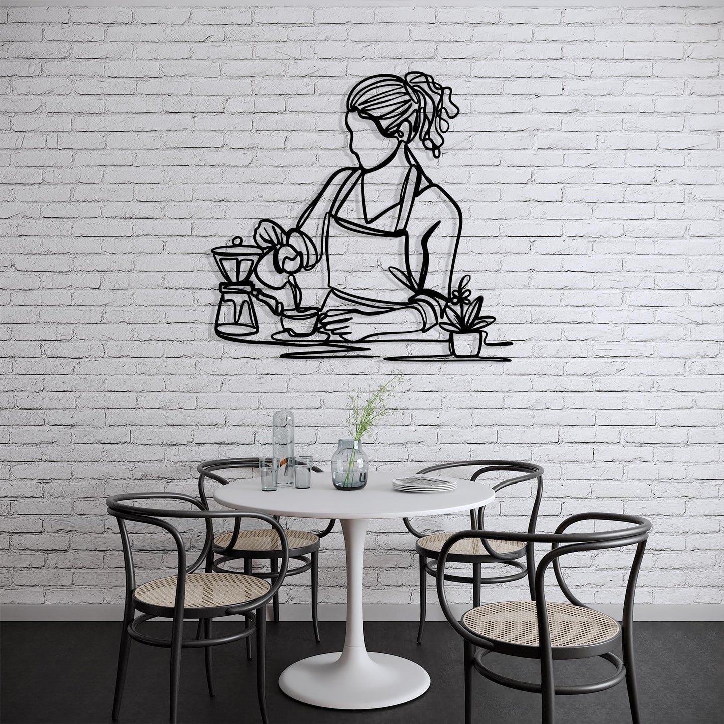 Barista Metal Wall Art – Coffee Shop One-Line Decor Sign | Wallsignature