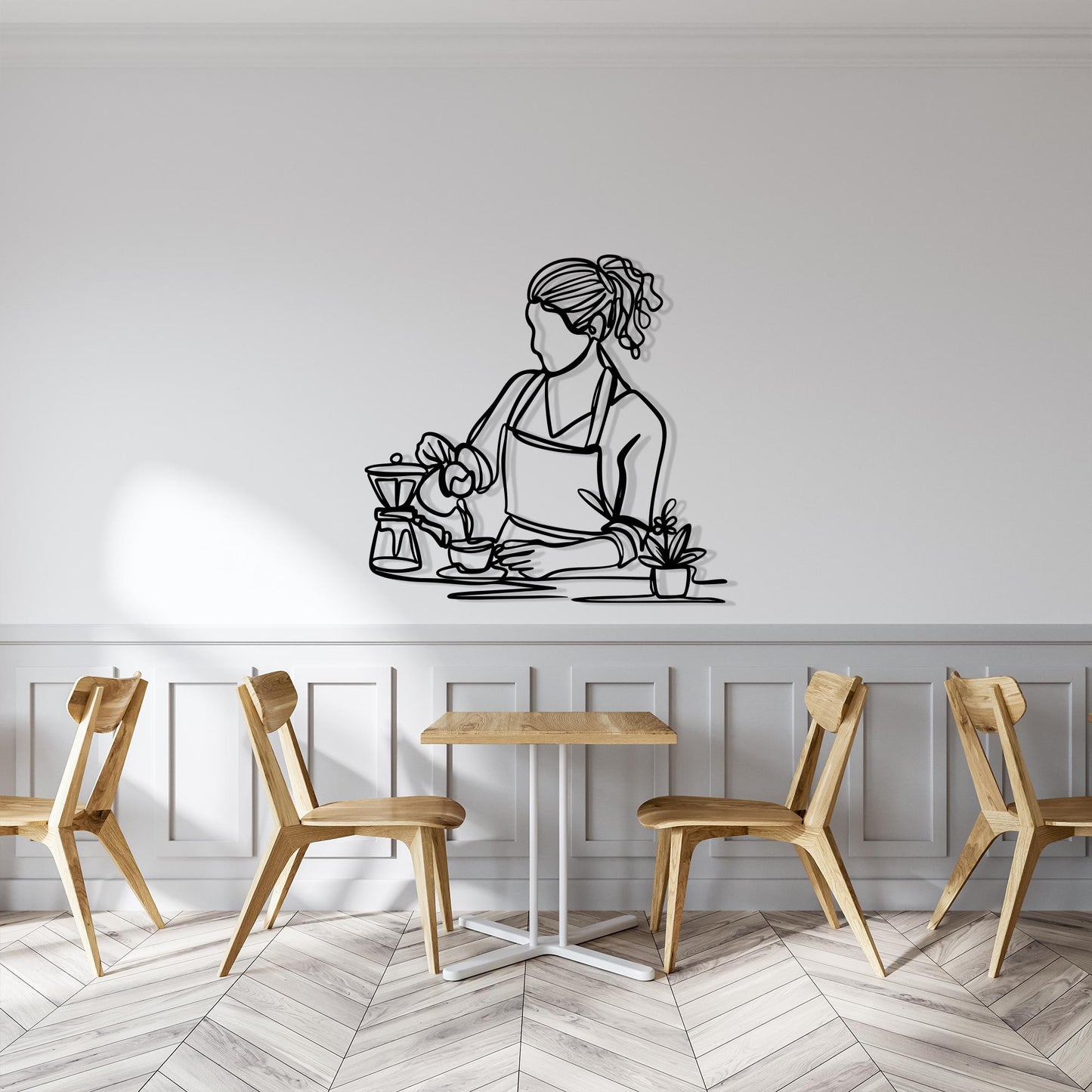 Barista Line Art Metal Wall Decor bedroom interior styling