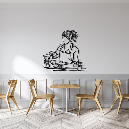 Barista Line Art Metal Wall Decor bedroom interior styling