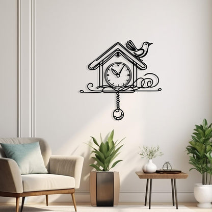Cuckoo Clock Metal Wall Art hanging hardware and mounting detail