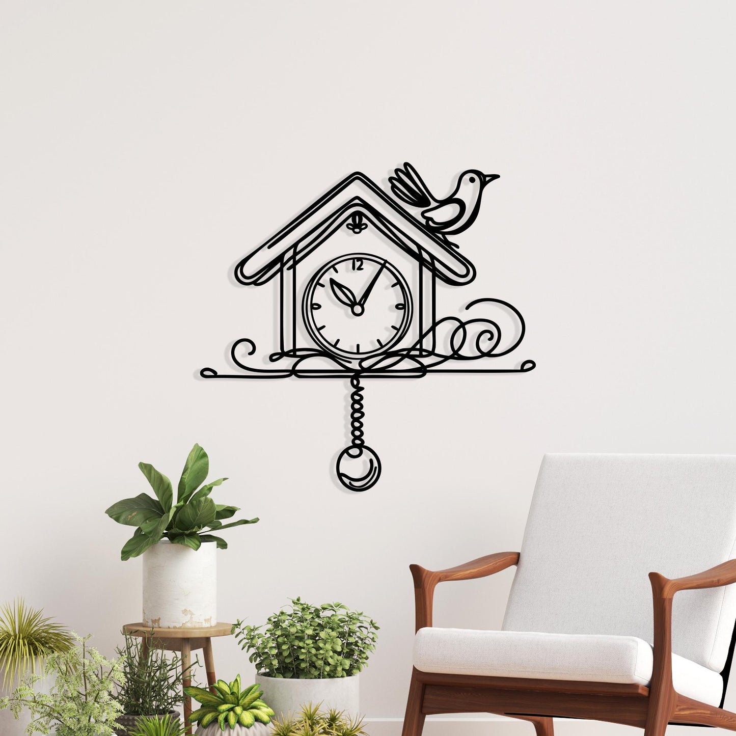 Cuckoo Clock Metal Wall Art, Laser Cut Birdhouse Silhouette, Modern Home Décor | Wallsignature