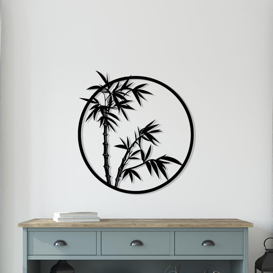 Bamboo Circle Metal Wall Art – laser-cut steel wall decor