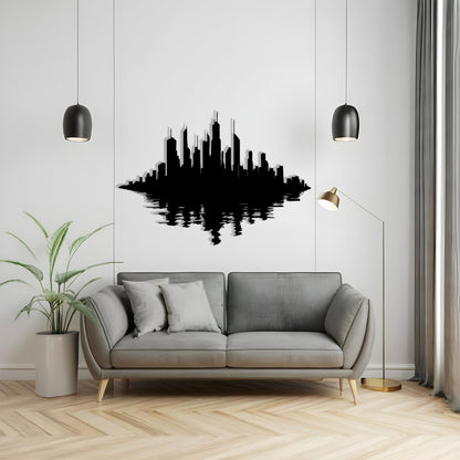 Modern City Skyline Metal Wall Art – laser-cut steel wall decor