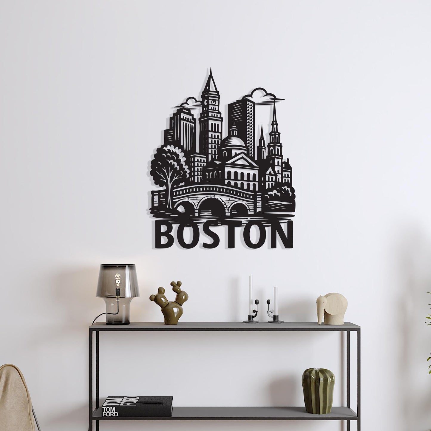 Boston Skyline Metal Wall Art colour options for the metal panel