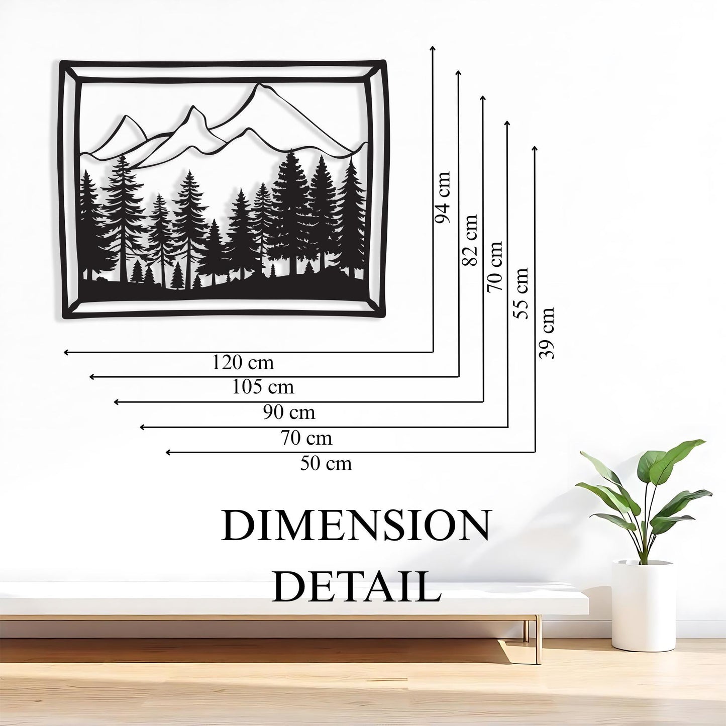 Mountain Forest Metal Wall Art colour options for the metal panel