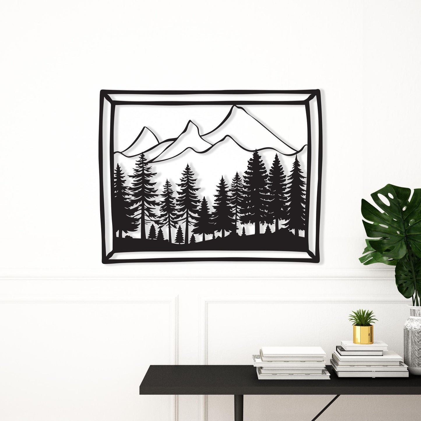 Mountain Forest Metal Wall Art, Rustic Cabin Decor, Housewarming | Wallsignature