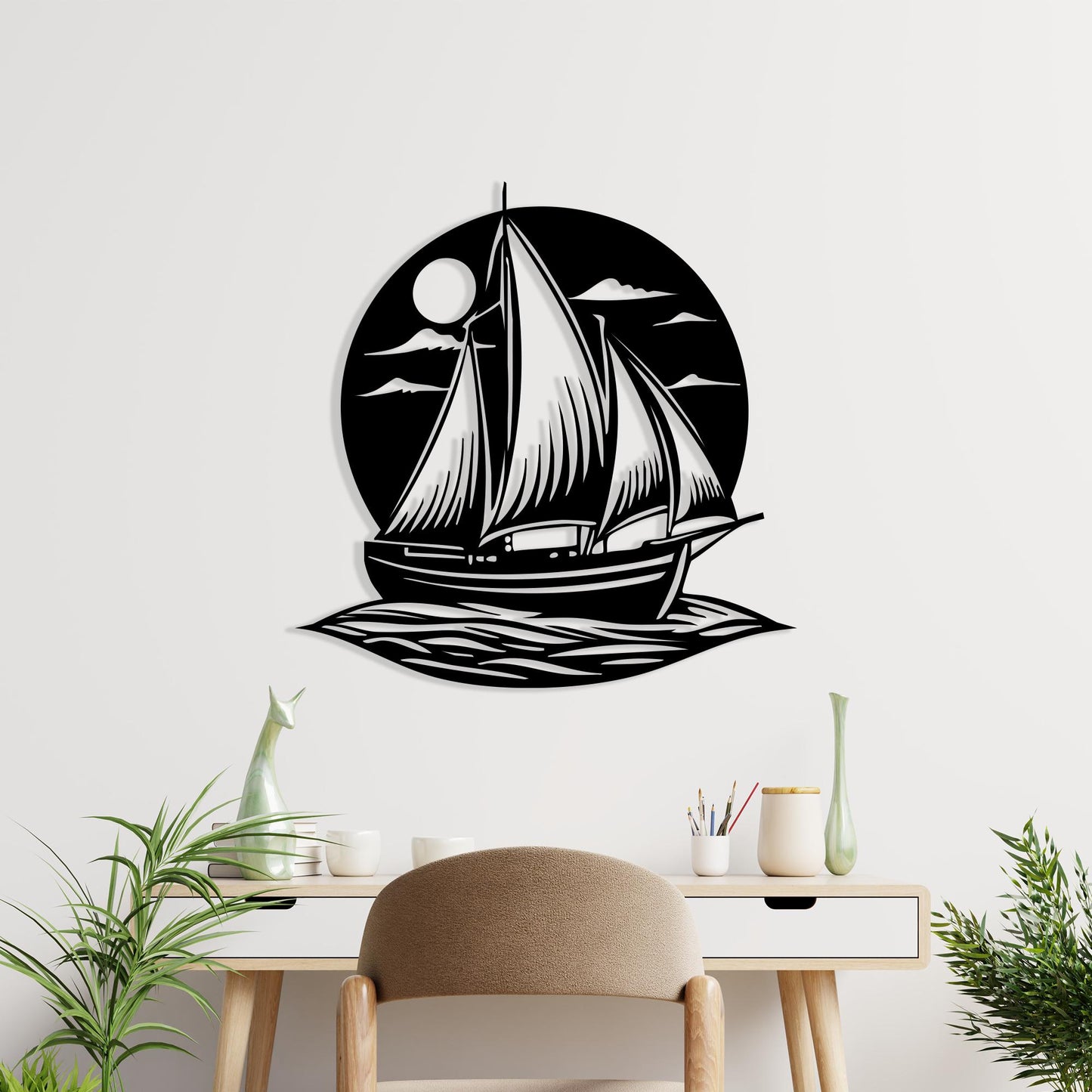 Sailboat Metal Wall Art, Coastal Nautical Decor, Beach House Accent | Wallsignature