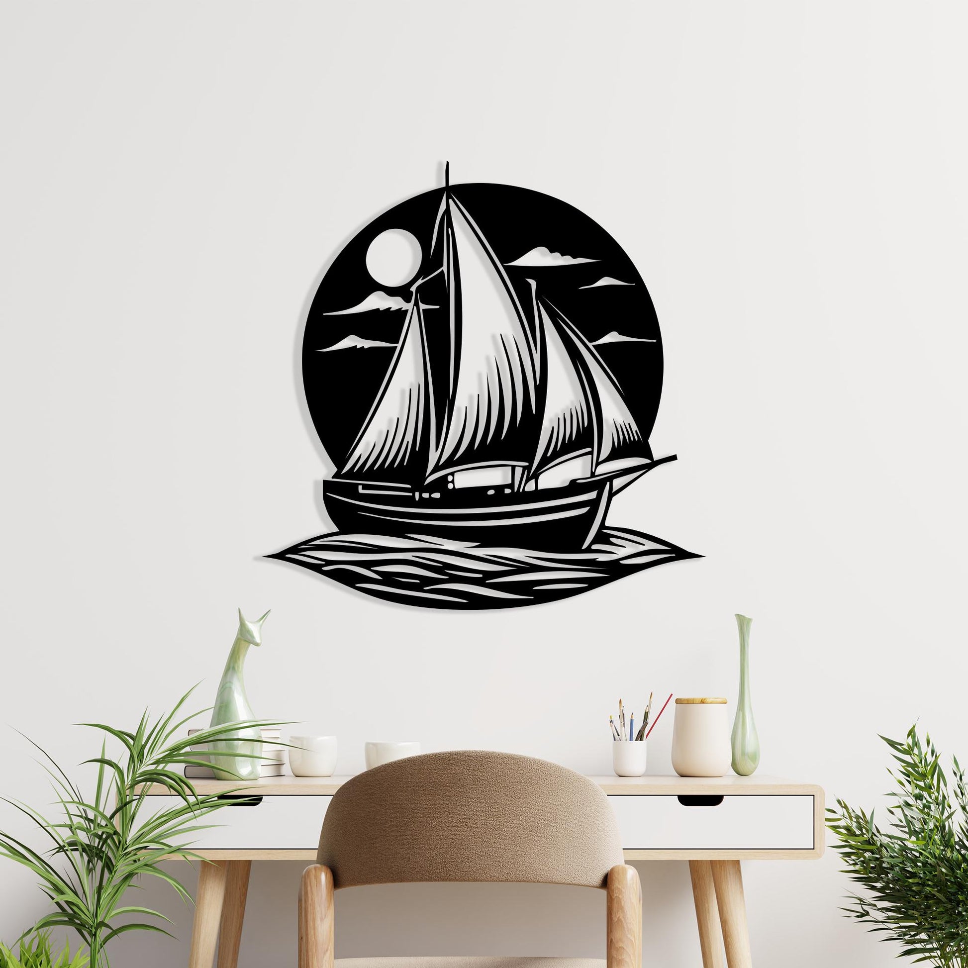 Sailboat Metal Wall Art, Coastal Nautical Decor, Beach House Accent | Wallsignature