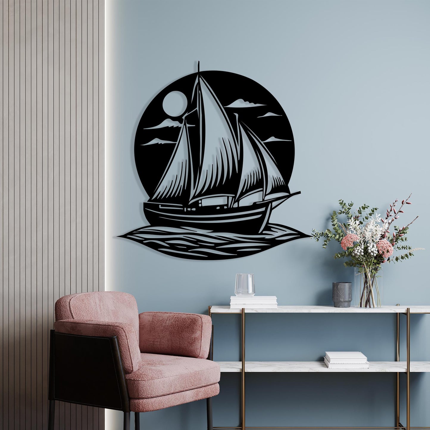 Sailboat Metal Wall Art, Coastal Nautical Decor, Beach House Accent | Wallsignature