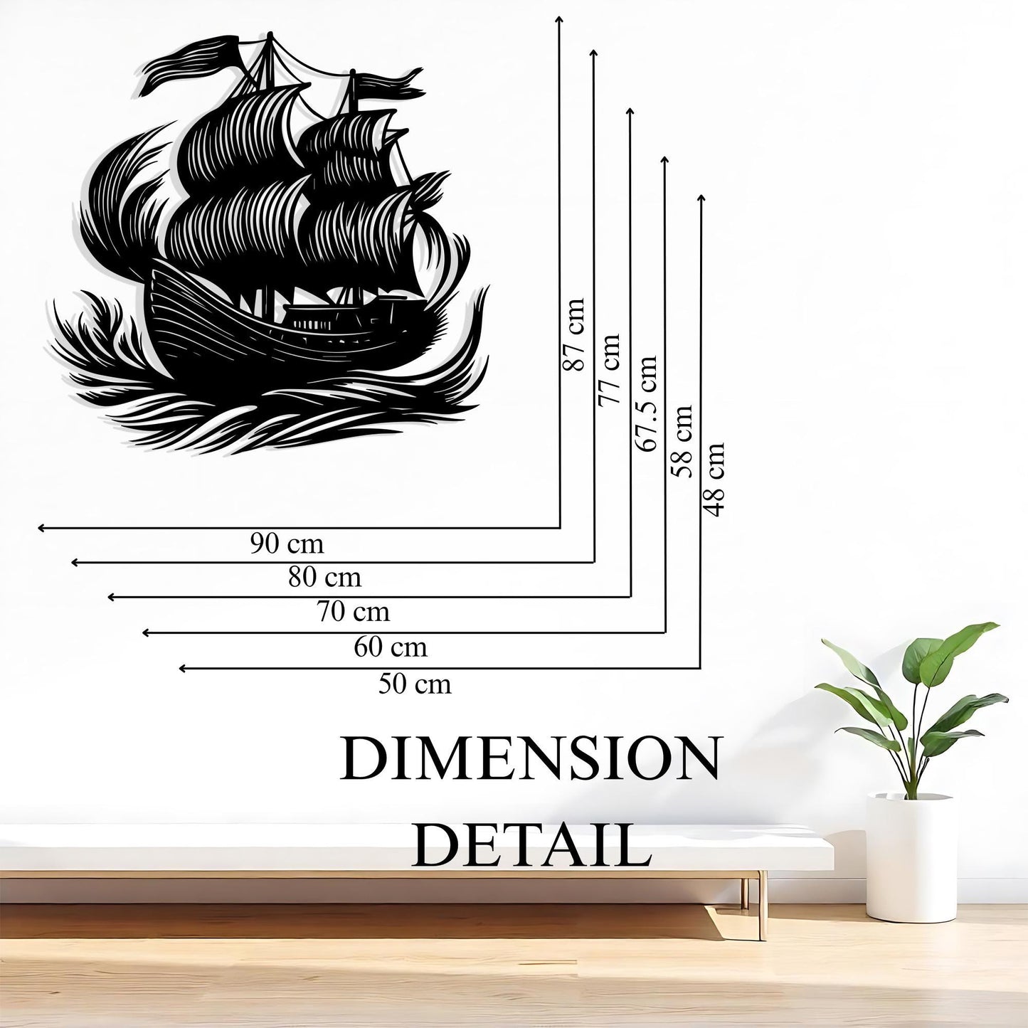 Pirate Ship Metal Wall Art, Nautical Coastal Decor | Wallsignature