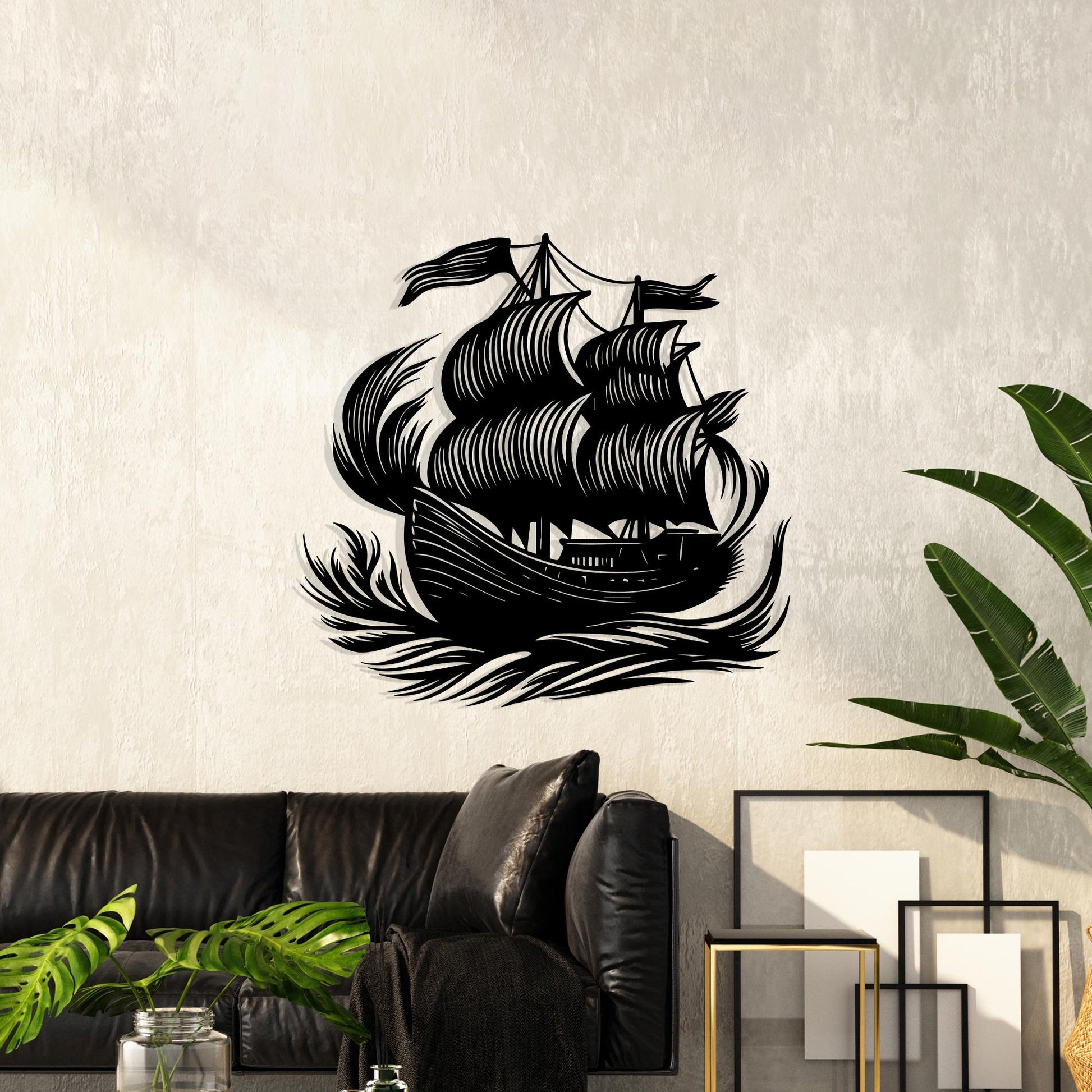 Pirate Ship Metal Wall Art, Nautical Coastal Decor | Wallsignature
