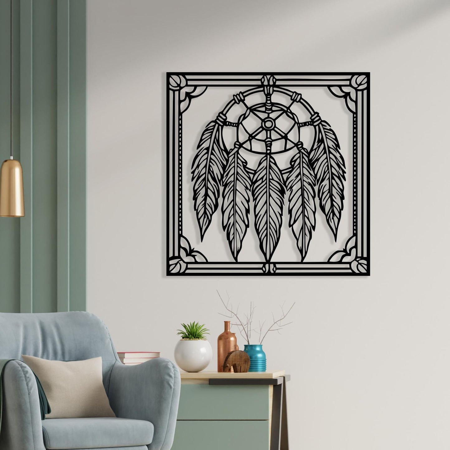 Dreamcatcher Metal Wall Art, Boho Feather Decor, Spiritual Housewarming Gift, Large Bedroom Hanging | Wallsignature