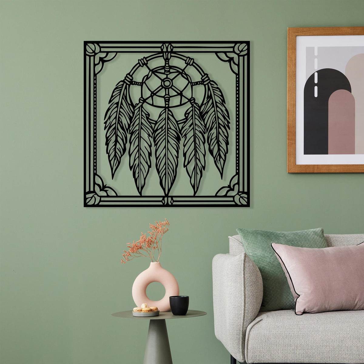 Dreamcatcher Metal Wall Art hanging hardware and mounting detail