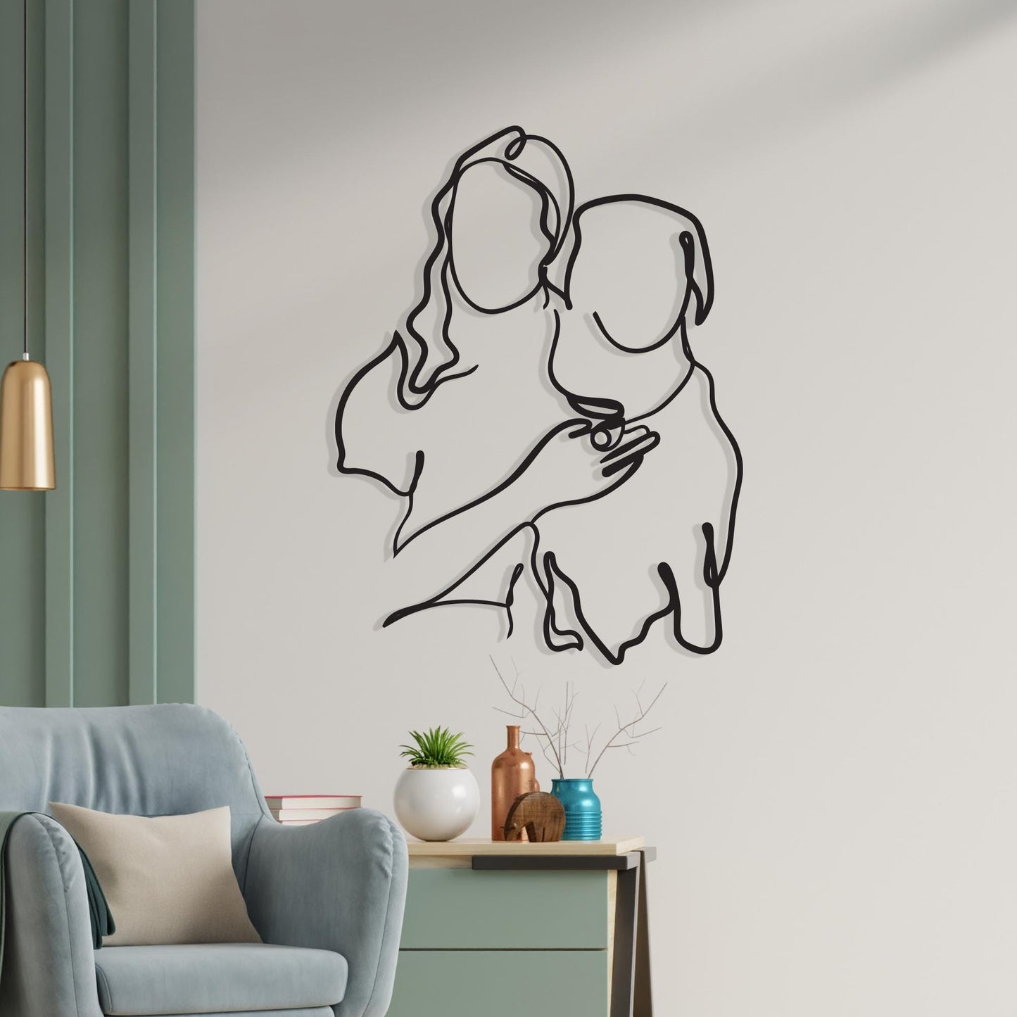 Dog Mom Metal Wall Art shown on a living room wall