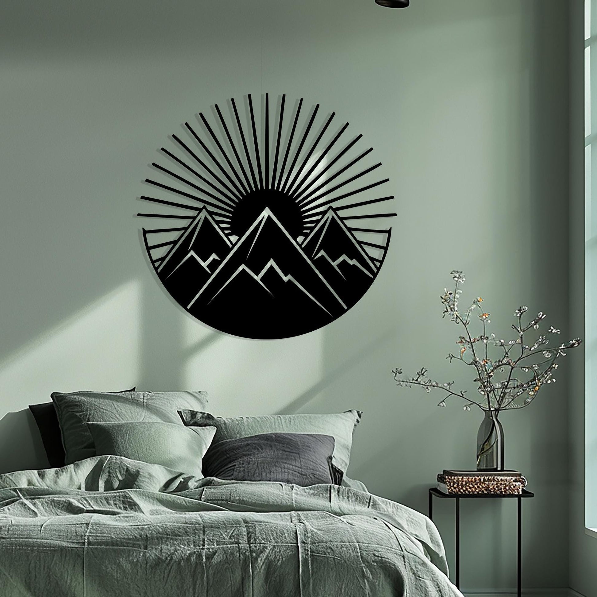 Mountain Metal Wall Art bedroom interior styling