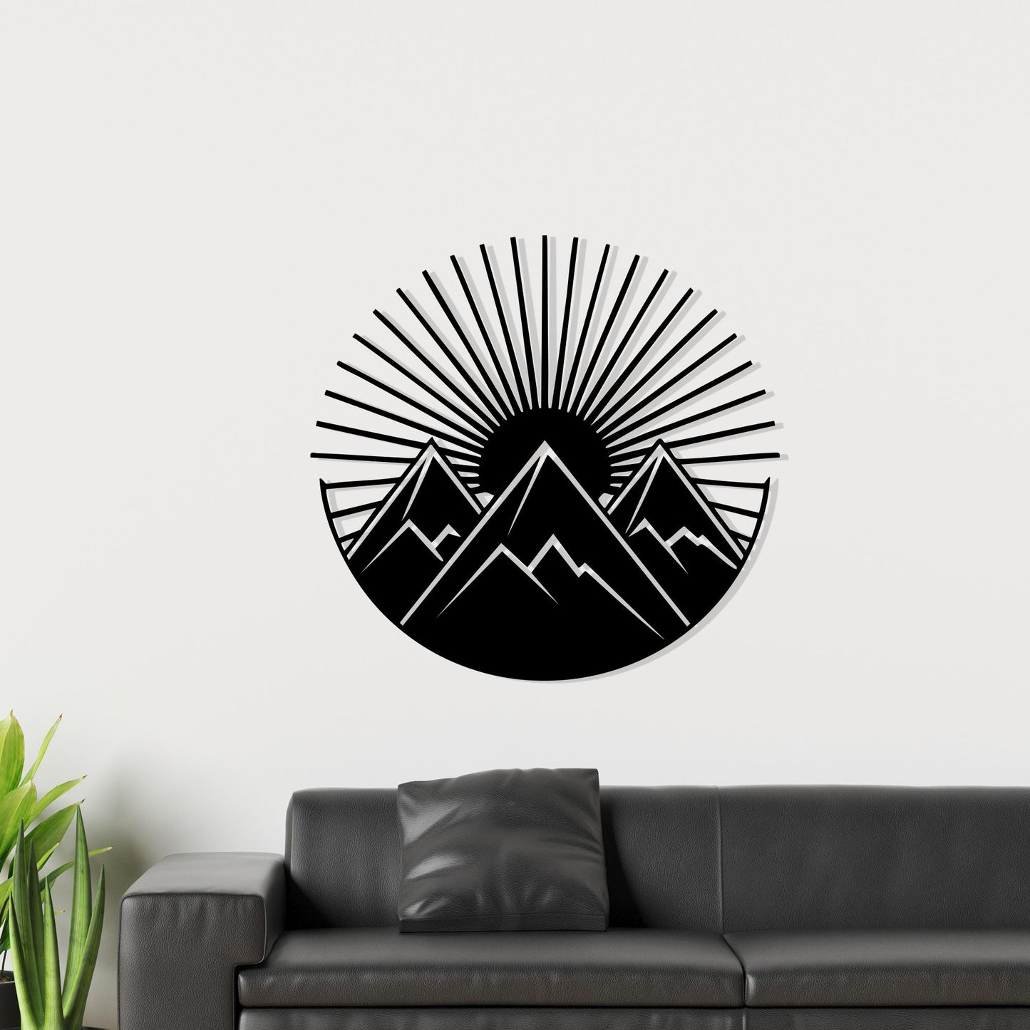 Mountain Metal Wall Art, Round Sunrise Decor, Geometric Nature Sign, Adventure Gift | Wallsignature