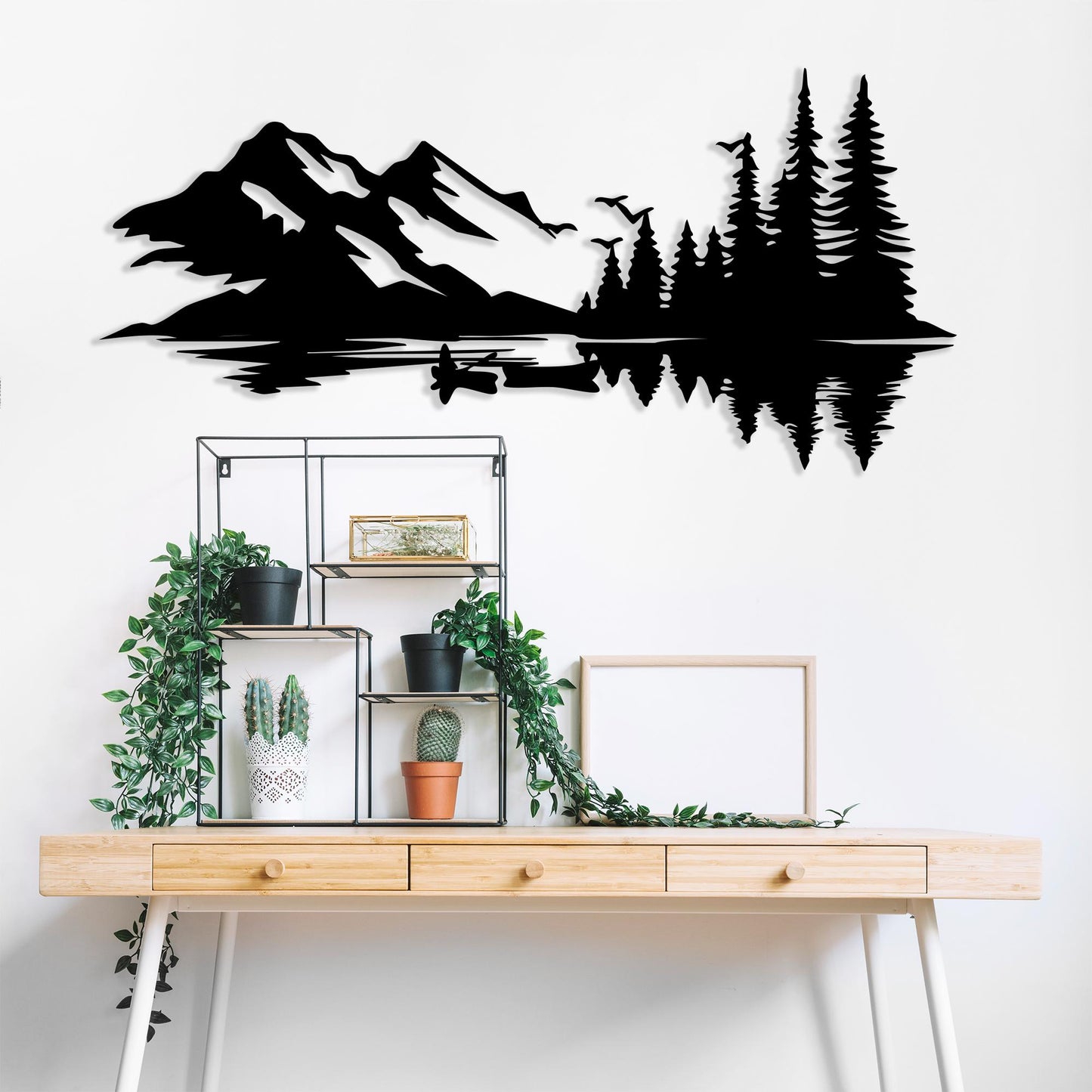 Mountain Lake Canoe Metal Wall Art, Cabin Decor Landscape, Unique Birthday Gift | Wallsignature