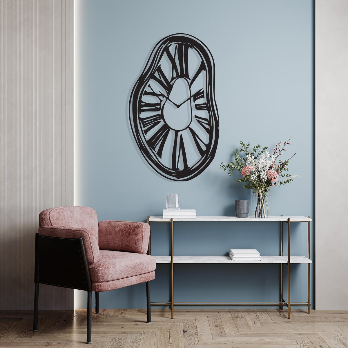 Melted Clock Wall Art hanging hardware and mounting detail