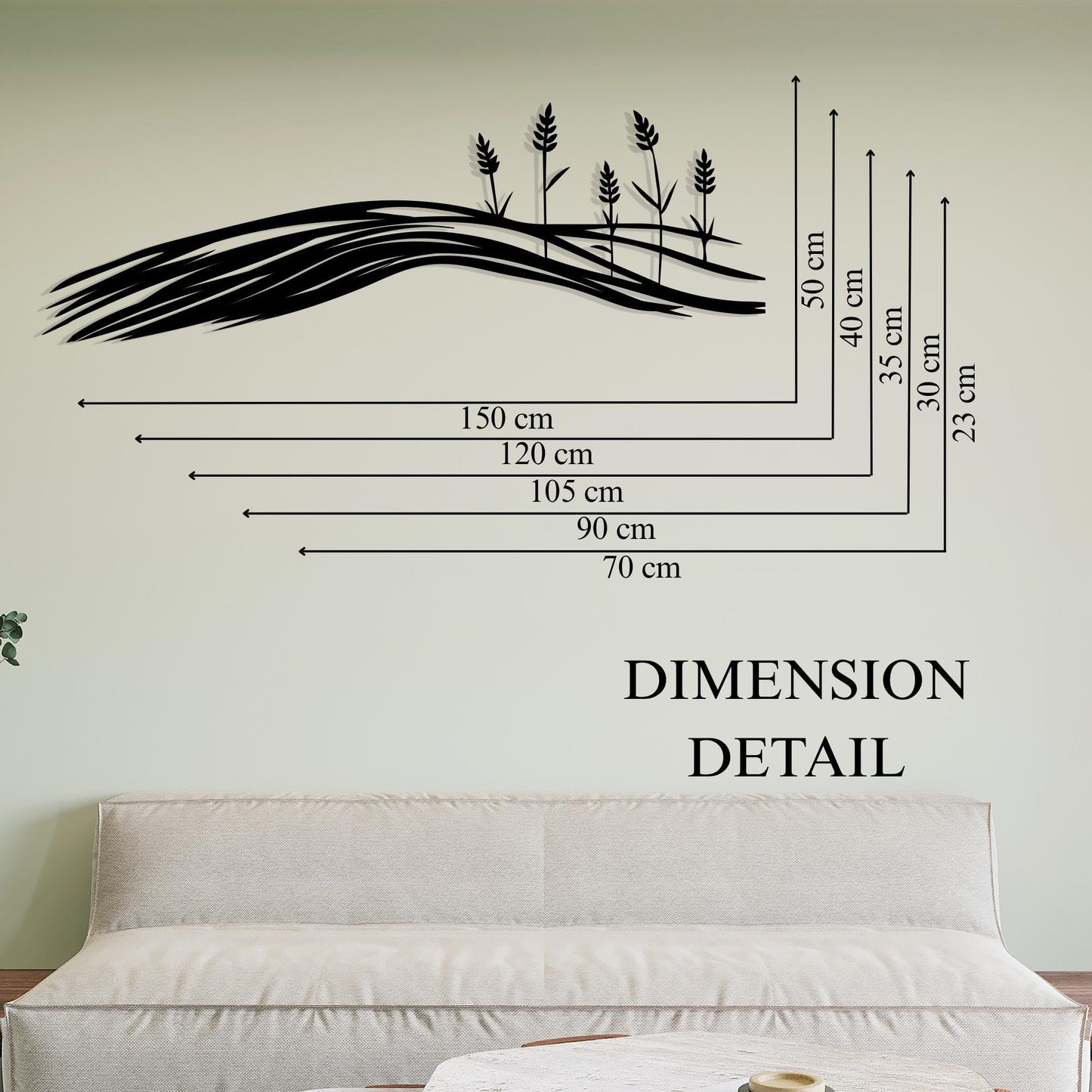 Wheat Field Metal Wall Art styled above a sofa