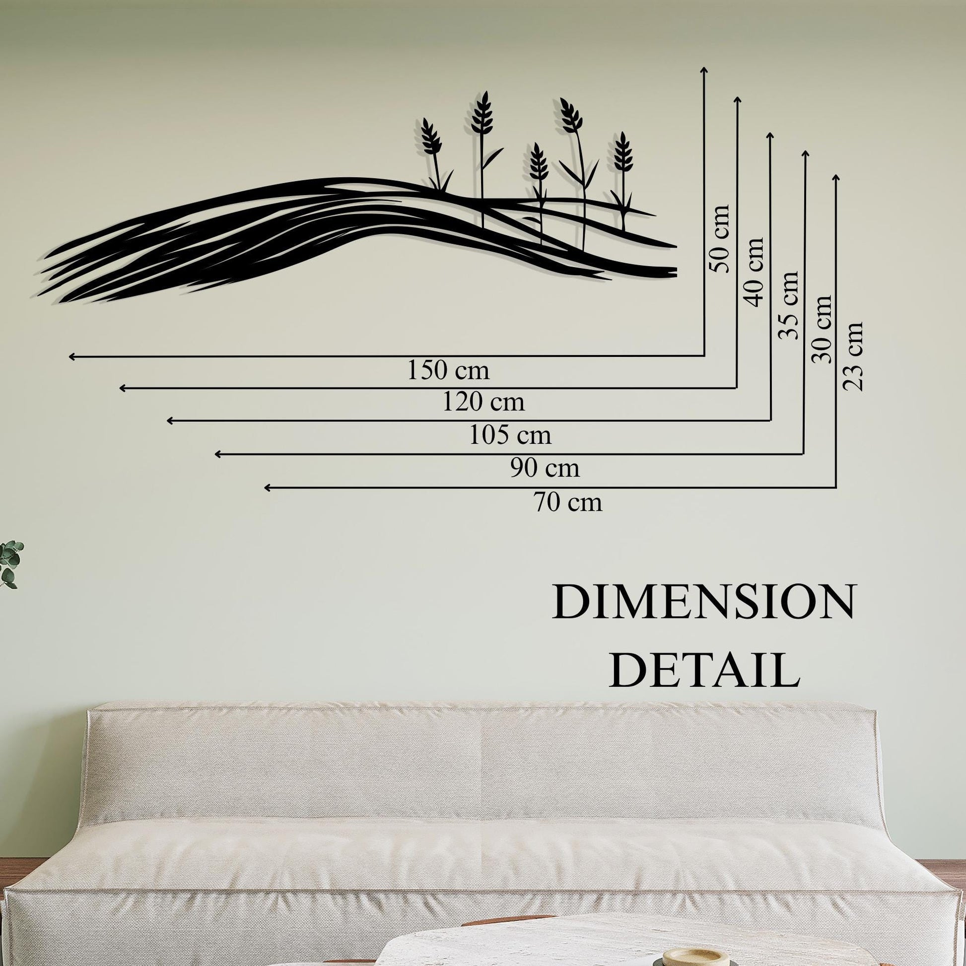 Wheat Field Metal Wall Art styled above a sofa