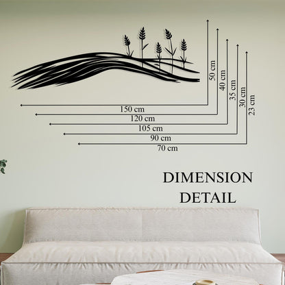 Wheat Field Metal Wall Art styled above a sofa