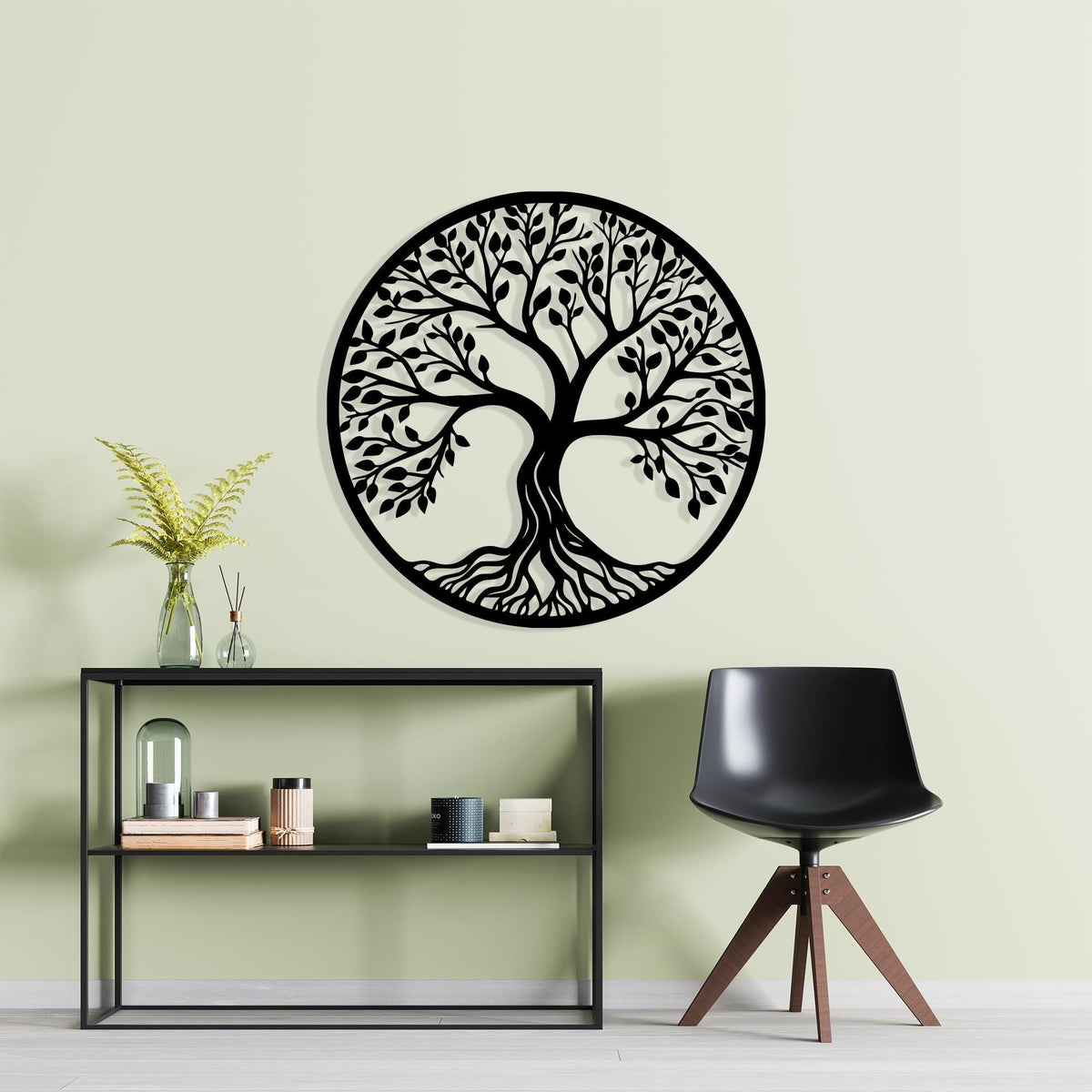 Tree of Life Metal Wall Art hanging hardware and mounting detail
