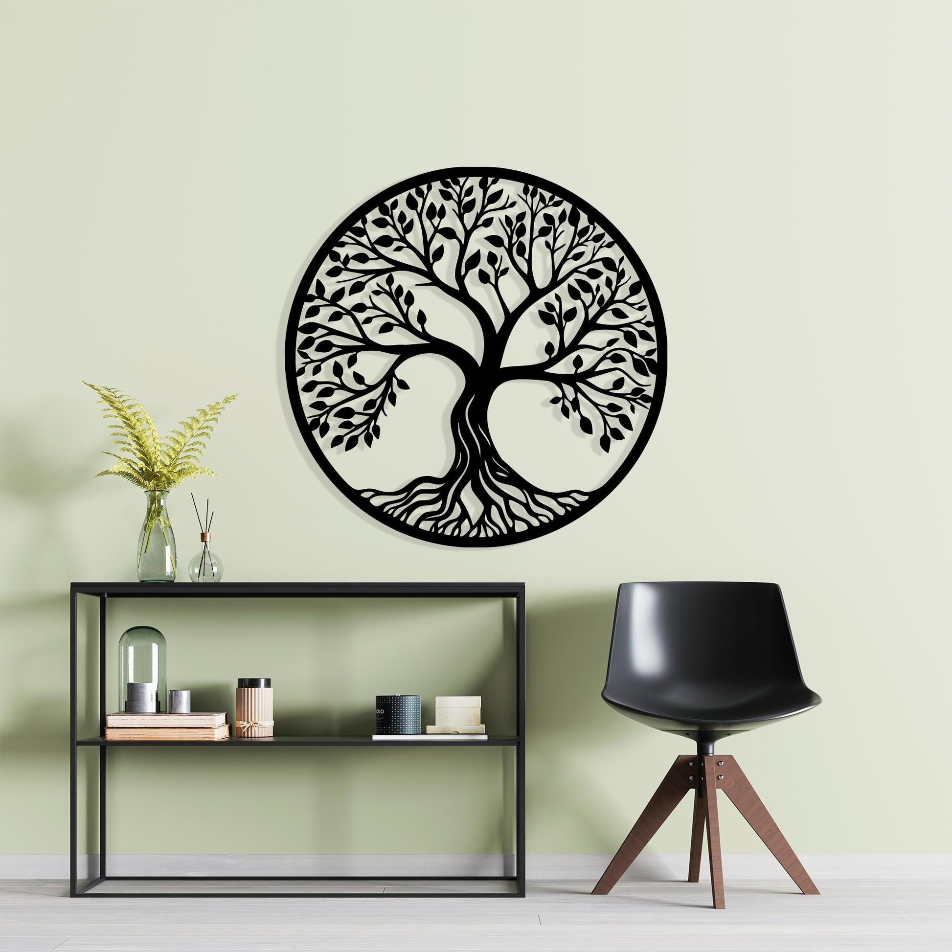 Tree of Life Metal Wall Art hanging hardware and mounting detail