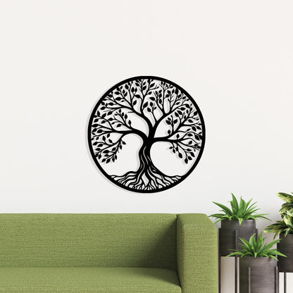 Tree of Life Metal Wall Art size guide with dimensions in cm and inches