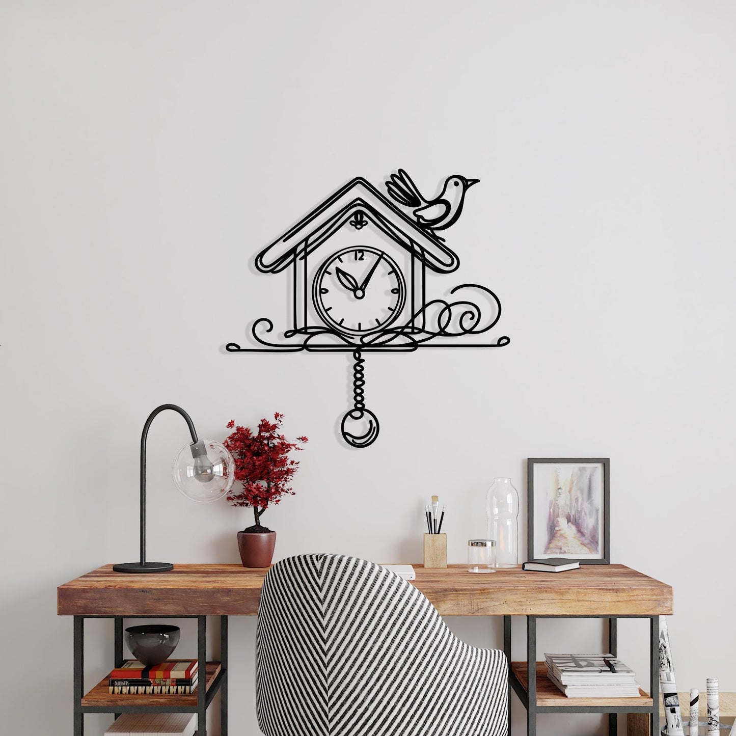 Cuckoo Clock Metal Wall Art colour options for the metal panel