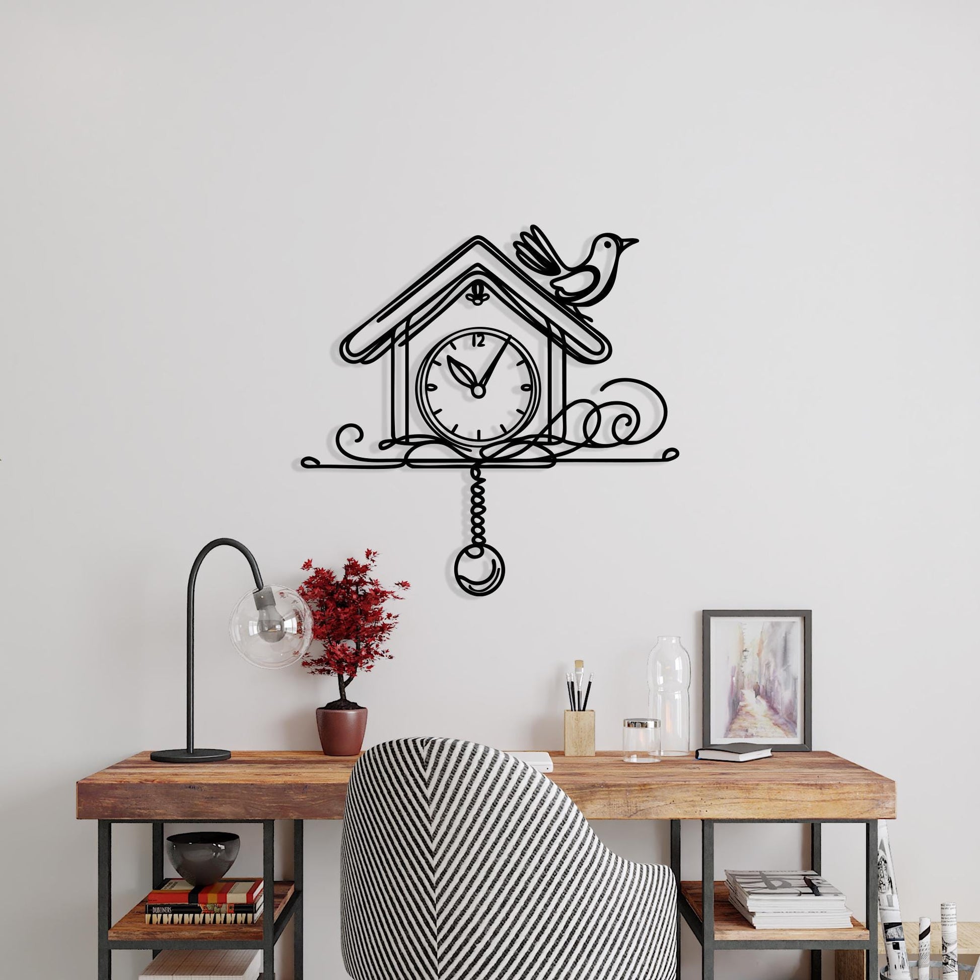Cuckoo Clock Metal Wall Art colour options for the metal panel