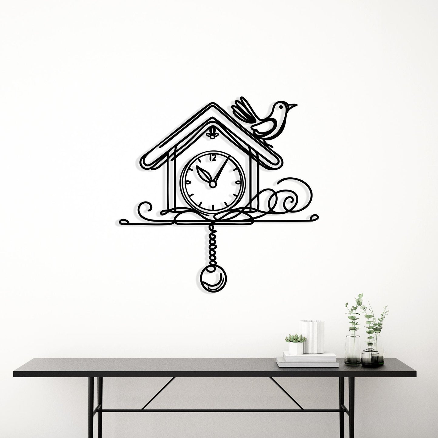 Cuckoo Clock Metal Wall Art detail of the metal edge