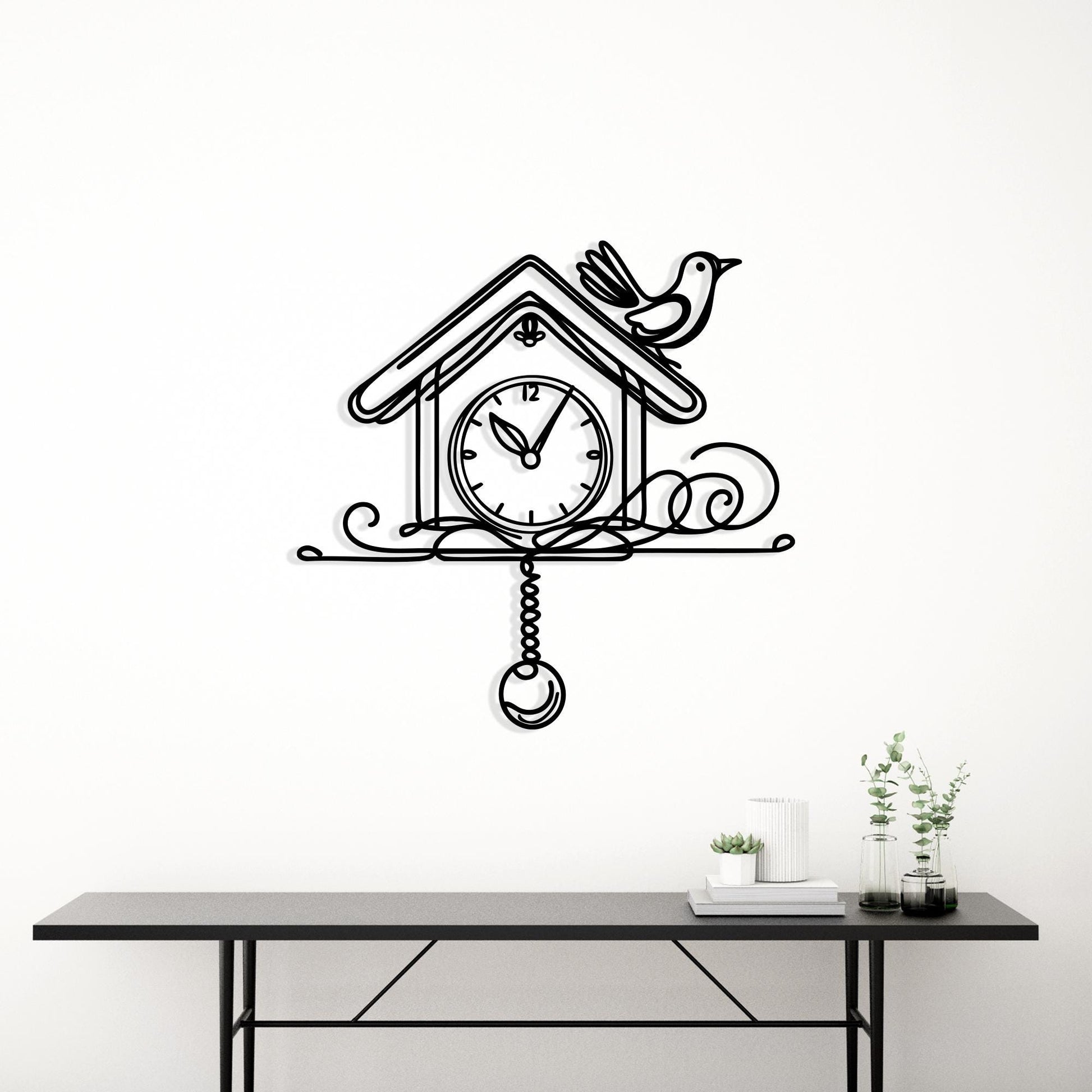 Cuckoo Clock Metal Wall Art detail of the metal edge