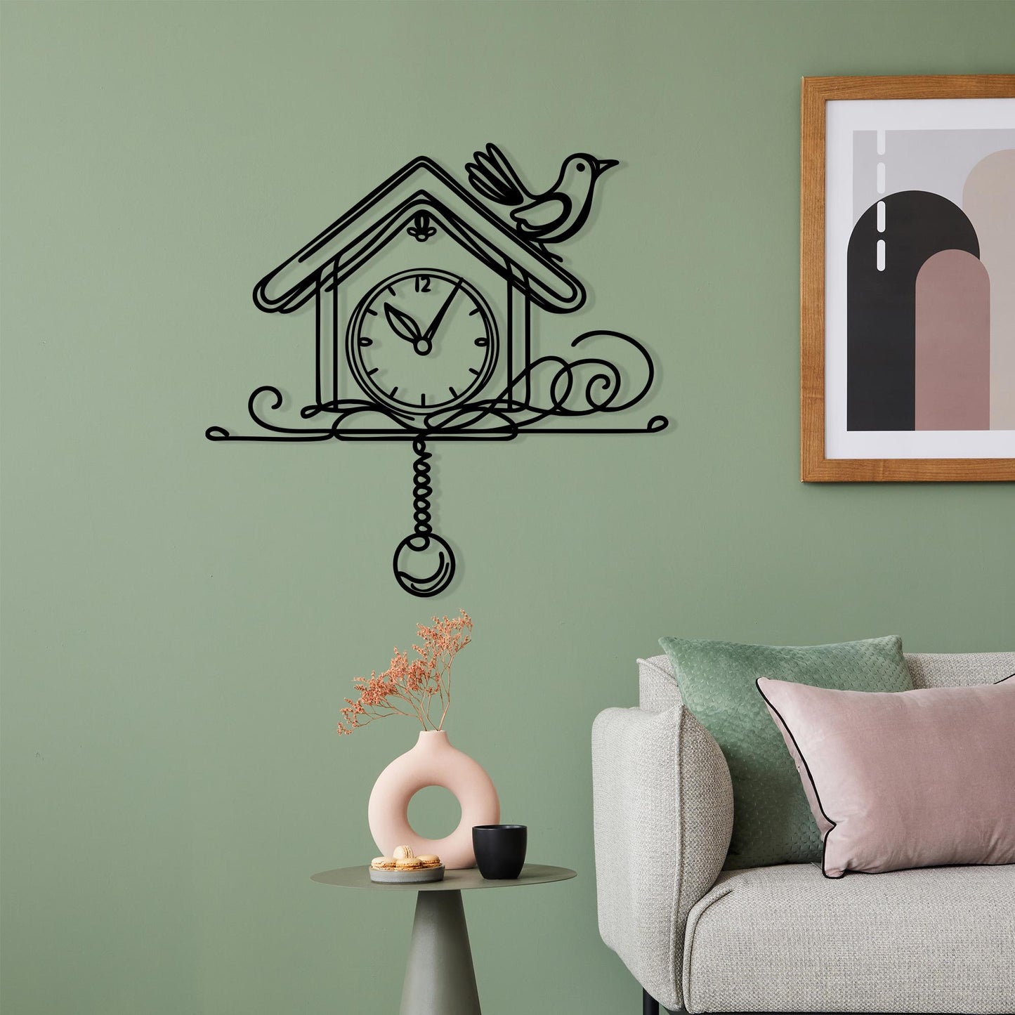Cuckoo Clock Metal Wall Art, Laser Cut Birdhouse Silhouette, Modern Home Décor | Wallsignature