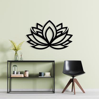 Lotus Flower Metal Wall Art size guide with dimensions in cm and inches