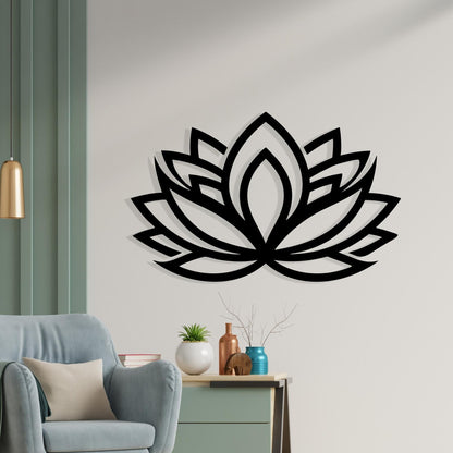 Lotus Flower Metal Wall Art in a modern hallway