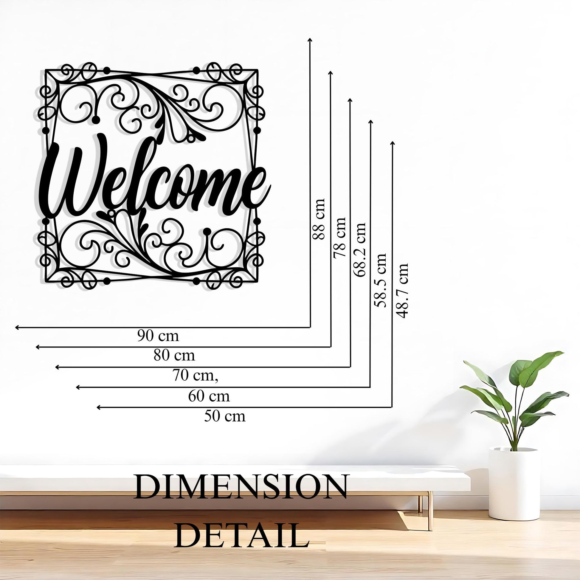 Ornate Metal Welcome Sign, Black Steel Entryway Wall Decor | Wallsignature