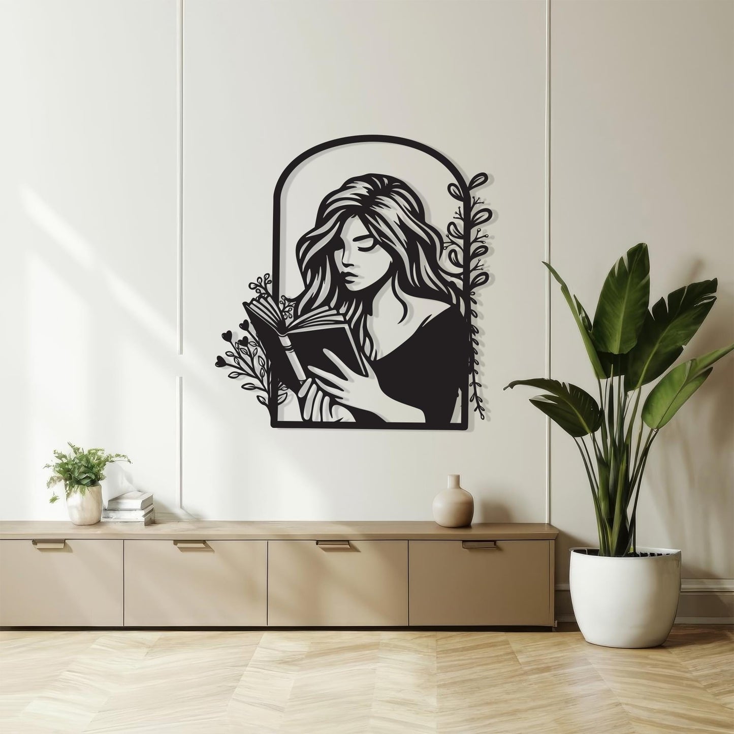 Metal Woman Reading Wall Art bedroom interior styling