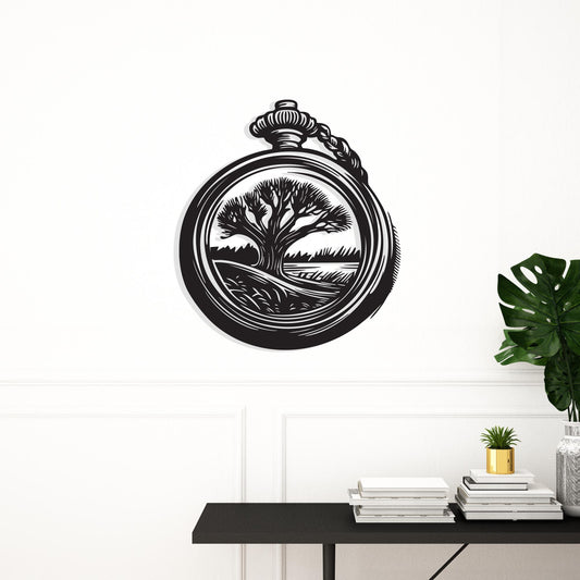 Vintage Pocket Watch Metal Wall Art, Tree of Life Decor, Rustic Nature Sign | Wallsignature